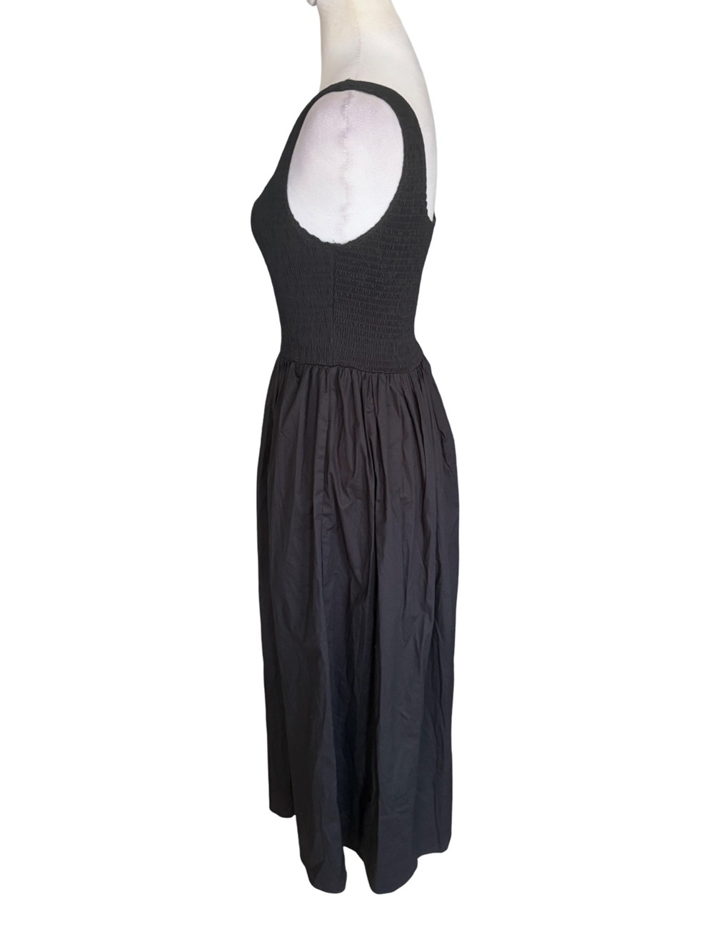 WAYF Smocked Fit & Flare Black Square Neck Midi Sundress Size Small - Picture 8 of 15